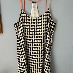 Checkerboard black & white mini dress
